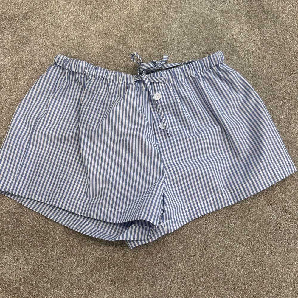 SHEIN Blue and White Striped Shorts